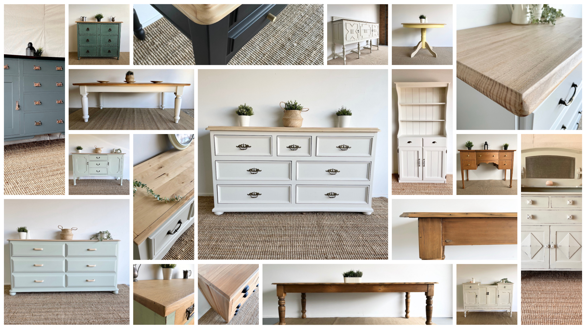 Collage image of Natural at Home Hamptons and Farmhouse Furniture