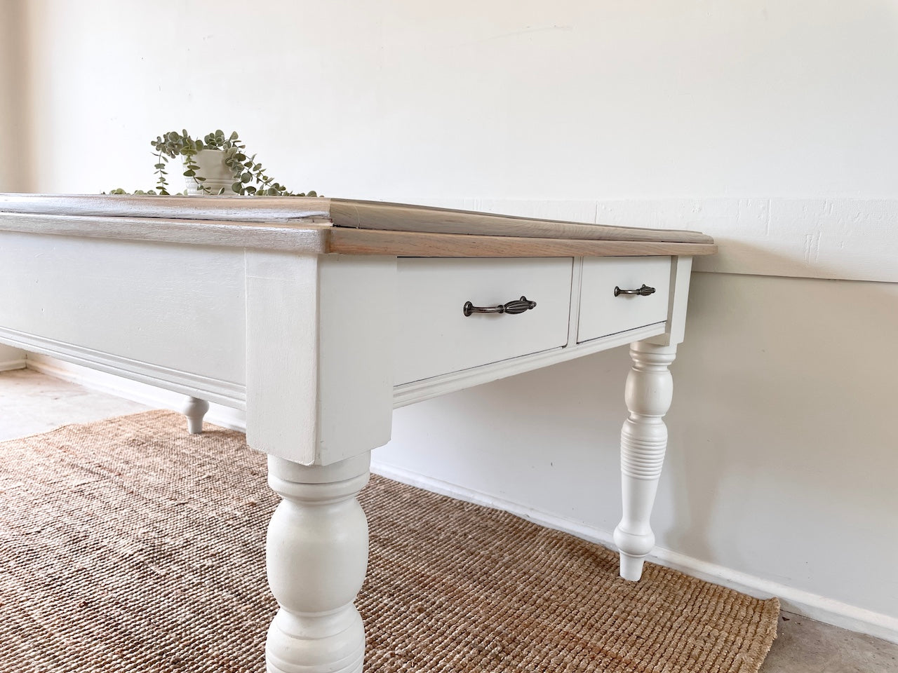 French Farmhouse White Cedar Dining Table