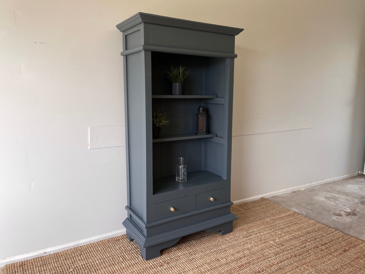 Industrial Style Teak Display Cabinet