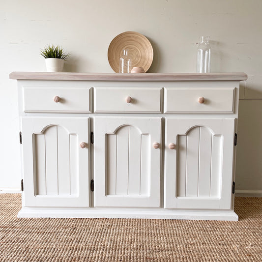 Whitewashed Coastal Sideboard