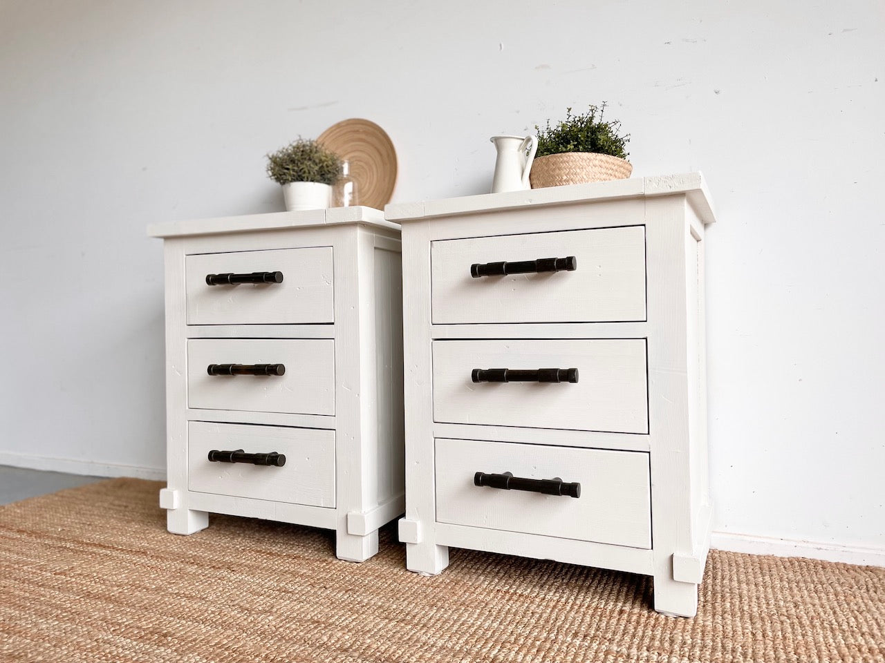 White Farmhouse Style Bedside Tables
